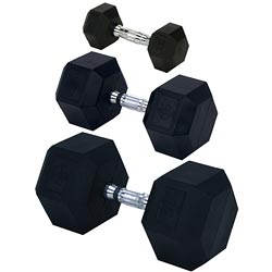 Rubber Encased Solid Hex Dumbbell 10lb