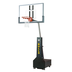 Bison Club Court Portable Basketball System - Glass Backboard